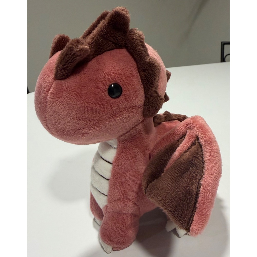 Bellzi Draggi Pink Dragon Plush Stuffed Animal Toy Brown Accents Collectible